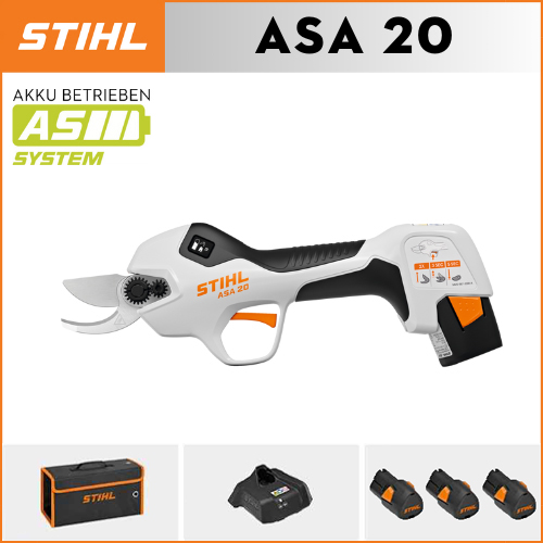 STIHL ASA20*1, Lithiumbatterie*3, Aufbewahrungsbox*1, Schneidkopf*1, Ladegerät*1