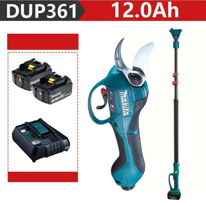 (2,5 m Teleskopstange) [MAKITA DUP361PT2 mit 2000 W Leistung + zwei 6,0 Ah-s 48 V-Akkus + Ladegerät] 24 Stunden Autonomie