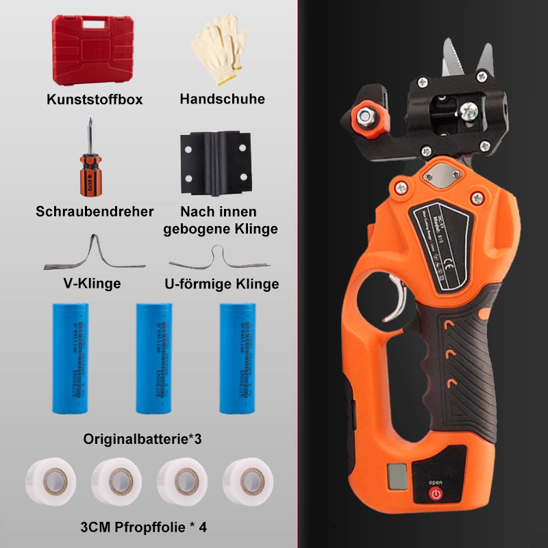 Elektrische Pfropfmaschine + innere Schnallenklinge + V-förmige Klinge + U-förmige Klinge + Originalbatterie * 3 + 3 cm Pfropffolie * 4